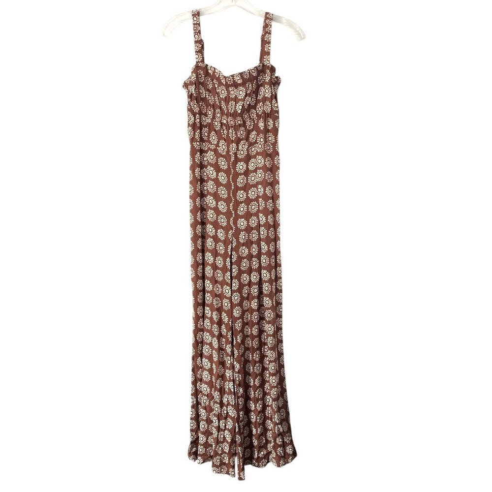 New Urban Outfitters Sleeveless Jumpsuit Small Brown Wide Leg NWT *Small Flaw* - Picture 8 of 16